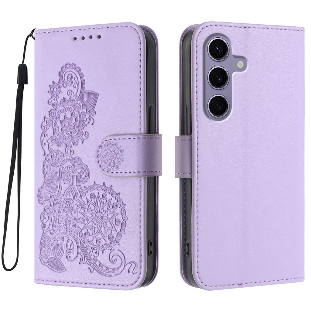 For Samsung Galaxy S24/Galaxy S25 Phone Cases Mandala Flower Leather Wallet Mobile Cover with Strap