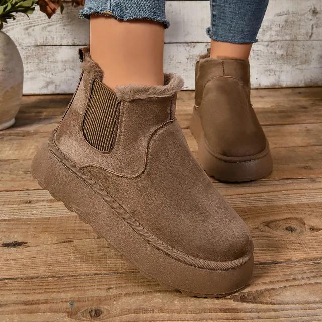 

Men Women Winter Casual Boots Platform New Casual Short Plush Warm Snow Shoes Suede Fur Ankle Flats Ladies Warm Protection for Cold Weather Conditions 40