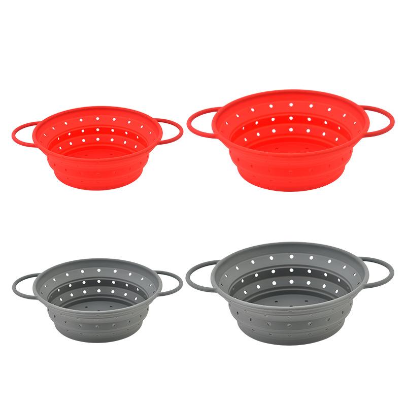 Silicone Folding Basket Vegetable Fruit Filter Basket Retractable High Temperature Resistant Drain Basket