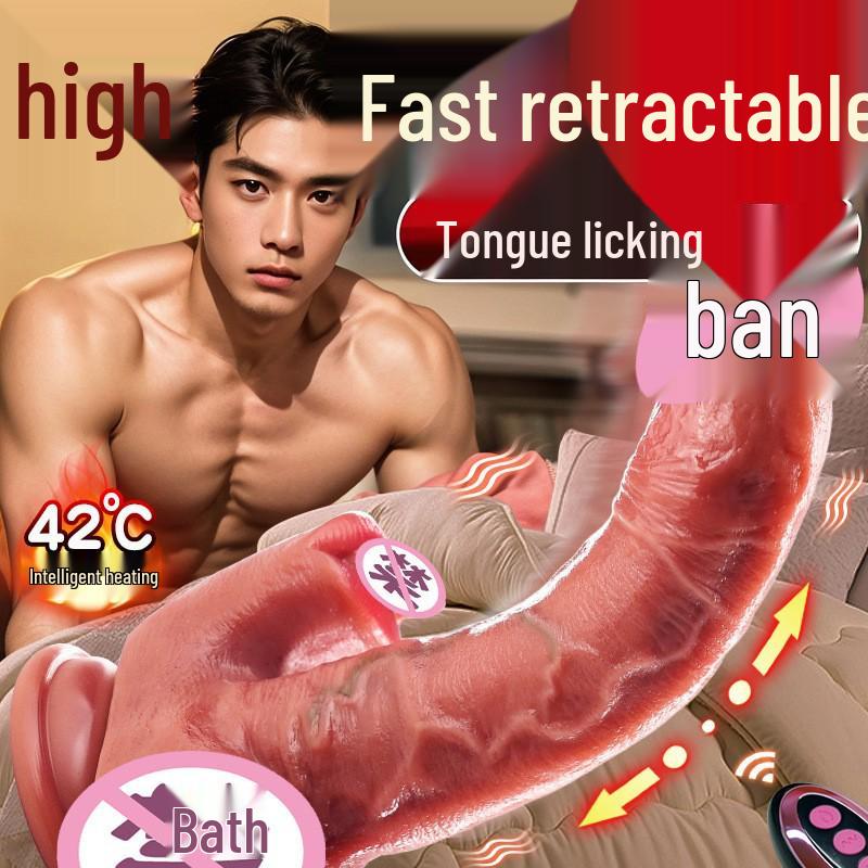 Automatic Retractable Vibrator with Licking Tongue & Fake Penis for Women - Adult Masturbator & Sex Toy