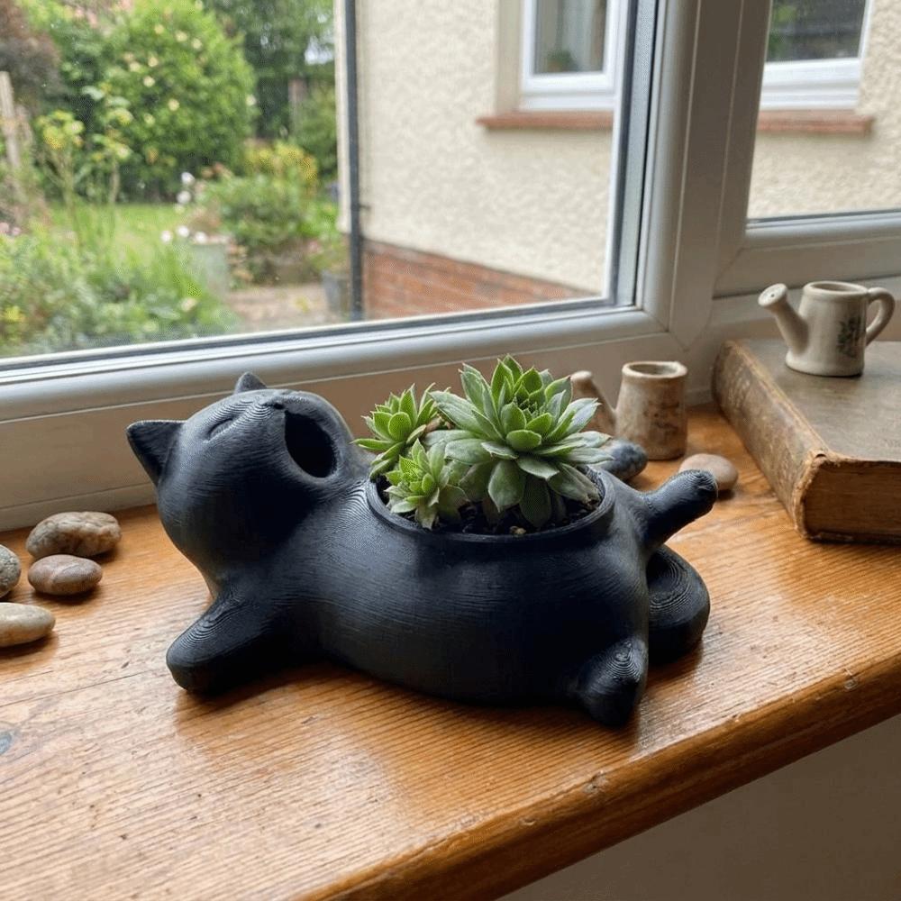 Cat-shaped Storage Box Cat Flower Pot 3D Printed Desktop Storage Box Succulent Pot Tabletop