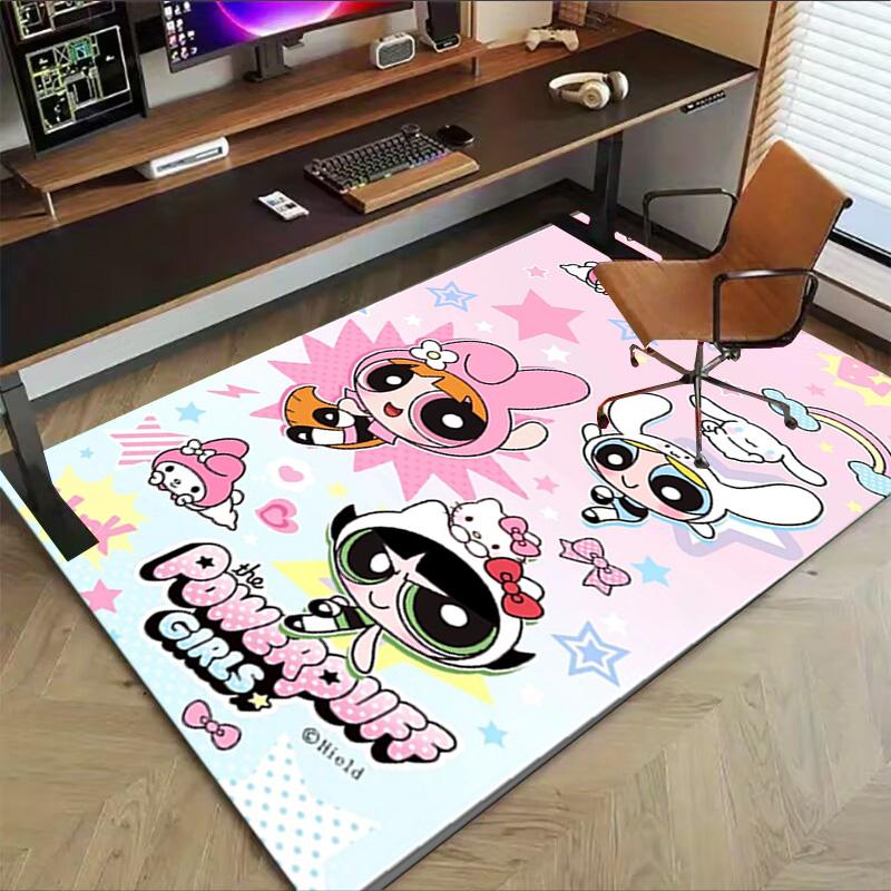 Powerpuff Girls Adventure Carpet For Playroom Bedroom Living Room Sofa Home Decorkids Game Area Rug Nonslip Floor Mat