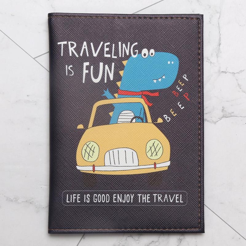 Cartoon Dinosaur Crocodile Passport Holder Faux Leather – Travel Organizer and Card Sleeve