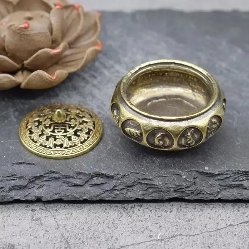 1 Pcs Retro Solid Color Incense Burners Ornament Suitable Home Office Sandalwood Holder Supplies Antique Bronze Household Decor
