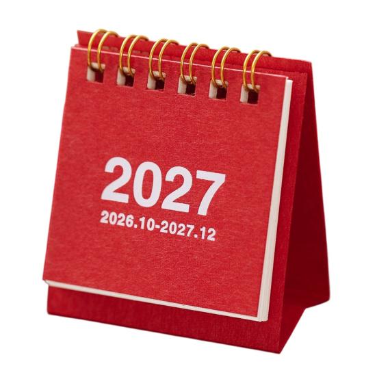 Tragbarer Schreibtischkalender für das Büro, Mini-Schreibtisch 2026-2027, Okt. 2026 bis Dez. 2027, Aufstellbarer Klappkalender, Kleiner funktionaler Planungskalender, 14