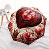 Heart-Shaped Hot Air Balloon Stained Wall ArtUmbrella, Portable 3-Fold Compact Umbrella,Christmas Gift ES631