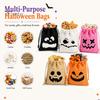 Decorative Gift Packaging 5Pcs Halloween Candy Bags with Drawstring, Funny Ghost Pumpkin Print Pouches Small Cloth Storage for Party Favors And Trick