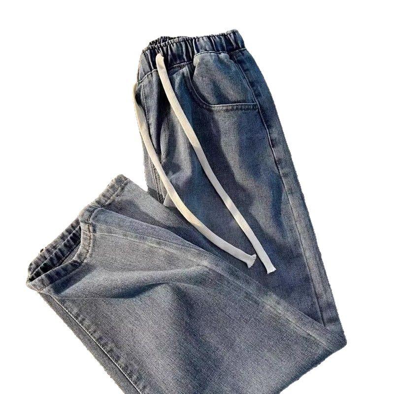 Spring/Summer Women's Retro High-Waisted Straight-Leg Wide Jeans - Loose, Slimming, Trendy for Students