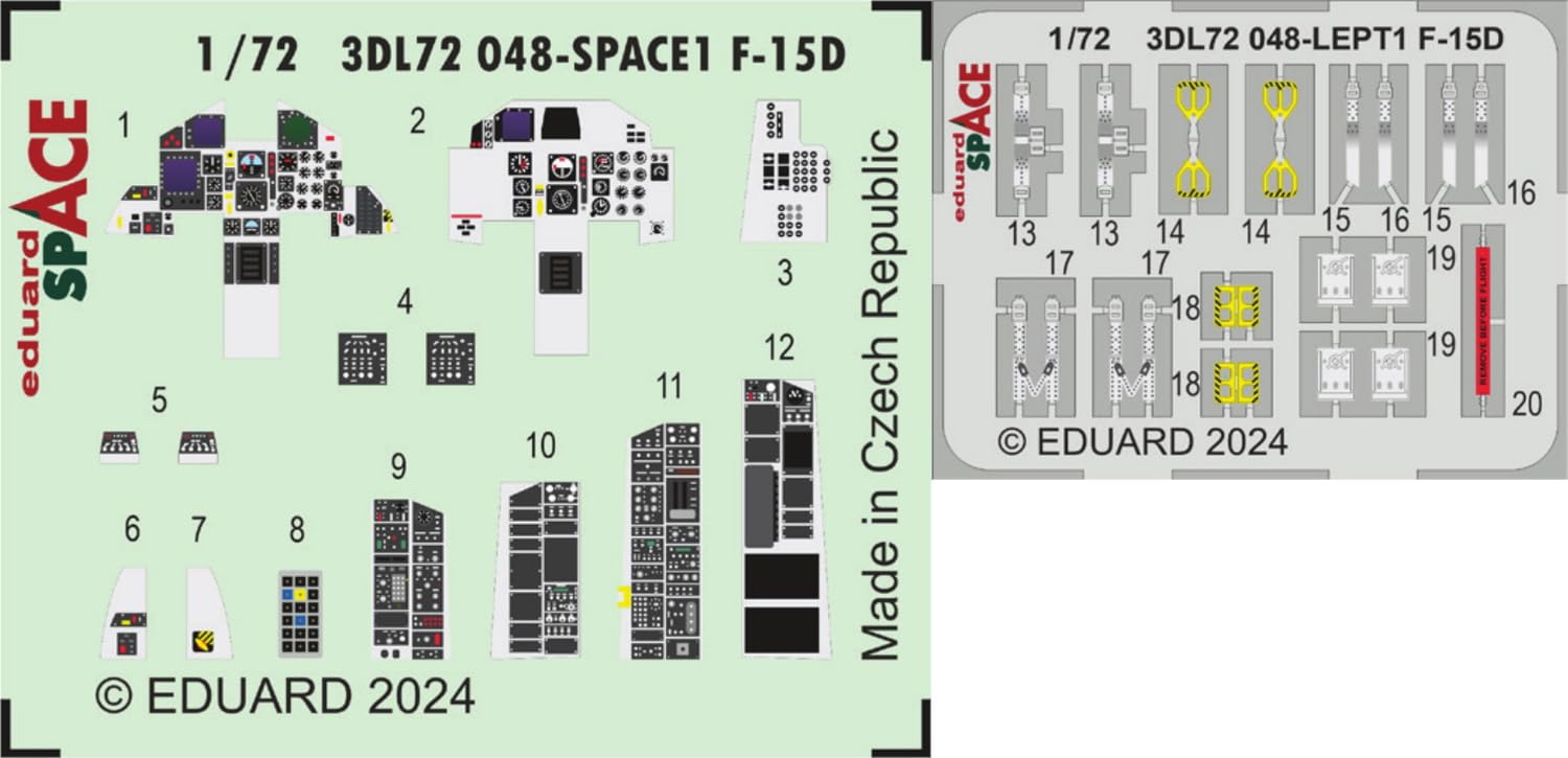 

Eduard Space Interior 3D Parts Set Fine Plastic Model Decal EDU3DL72048 1/72 F-15D Decal/Etched (для плесени)