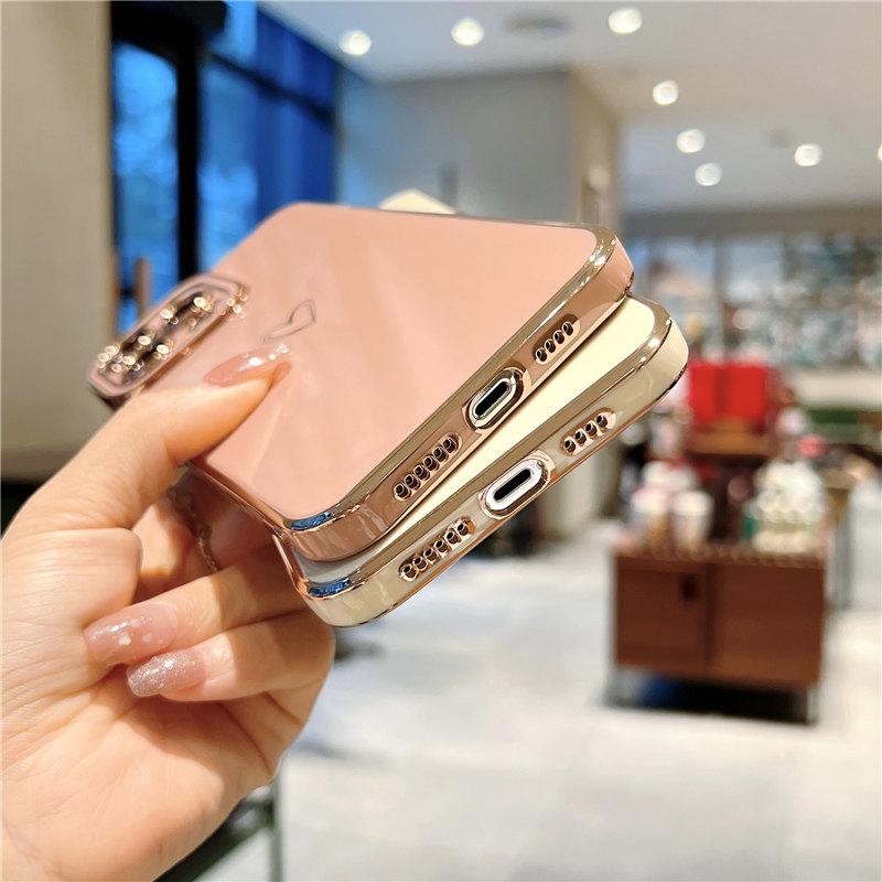 Funda Suave Electrochapada con Corazón de Amor para iPhone 13 Pro Max 12 11 Xs Max X Xr 7 8 Plus 12 Pro Cubierta Electrochapada con Protección para la Cámara