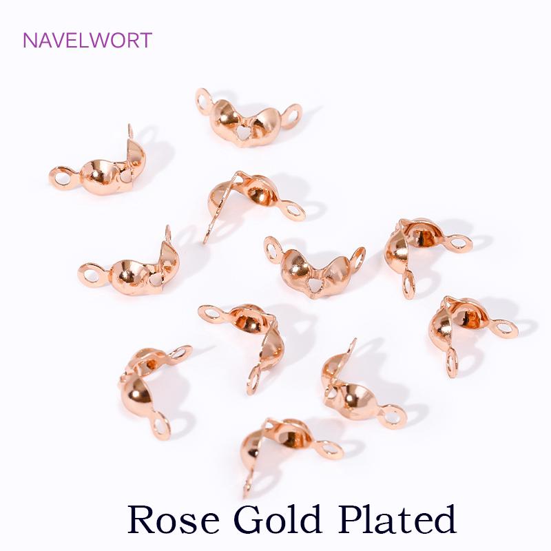 

18K Gold Plated Brass 3.2mm/4mm Crimp Bead Cover Findings,Double Cup Bead Tip,DIY Bracelets Accessories,Jewelry Materials 3.2mm-30 Pieces