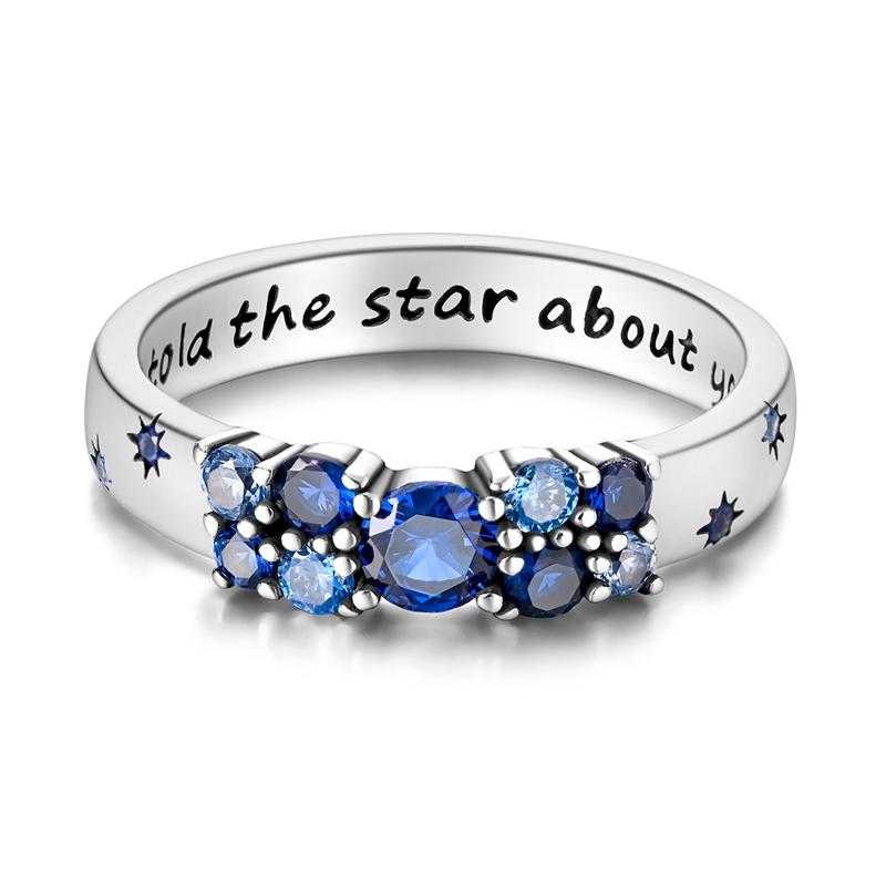 

New in Blue Moon Stars Yellow Zircon Sun 925 Silver Woman Rings High Quality Wedding Engagement Ring Set Gift 6