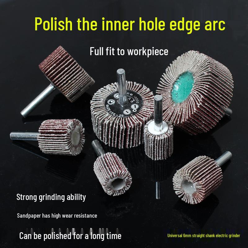 Sanding & Polishing Kit: Handle with Flap Wheel, Disc Sandpaper, Metal Polishing Wheel, Small Conical Flap Head