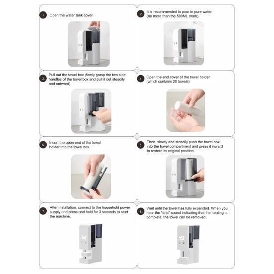 Ohřívač ručníků na obličej Automatický ohřívač jednorázových ručníků Nádržka na vodu 500 ml Přenosný parní hrnec na stlačené ručníky pro domácí lázně