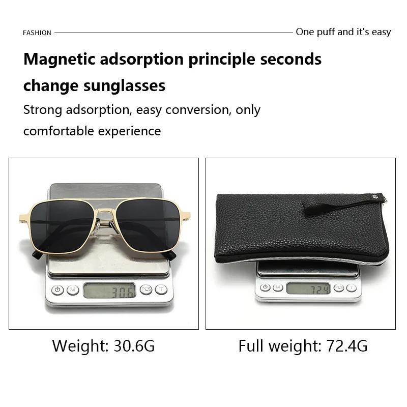 3 In 1 Pure Titanium Women Double Beam Glasses Frame With Polarized Clip On Sunglasses And Night Vision Men Half Rim Eyewear