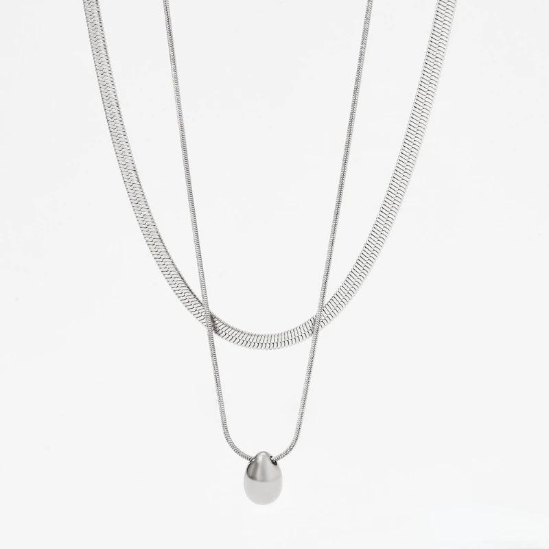 Double-layer water drop pendant necklace hot-selling new product multi-layer necklace simple style necklace