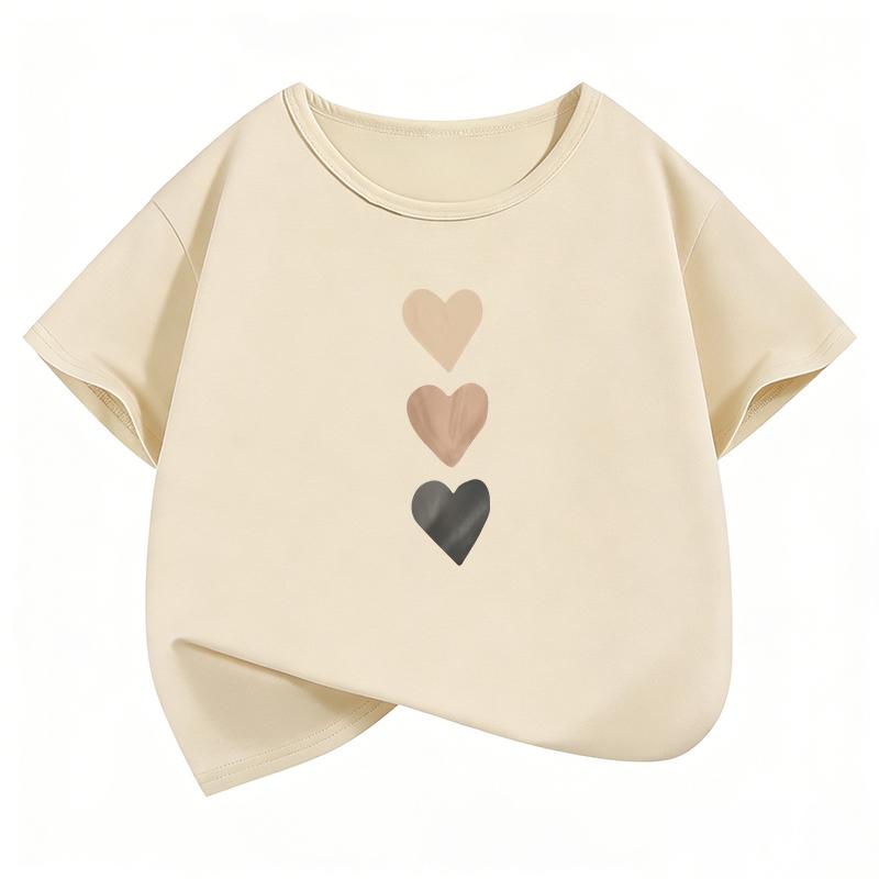 Fashion Love Heart Design TShirt Printed T Shirt Girls Summer Clothes Short Sleeve Tops TShirts Cute Girls Clothing