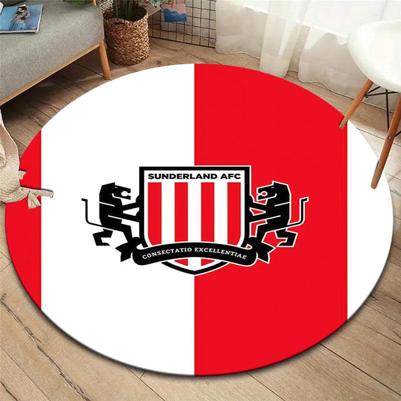 Sunderland Association Football Club Round Area Rug,Carpet Rug for Living Room Bedroom Sofa Playroom Decor,Non-slip Floor Mat