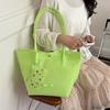 Jelly Color Pvc Clear Tote Bag Women Commute Shoulder Bag Large Capacity Waterproof Shopper Pouch Transparent Top Handle Handbag