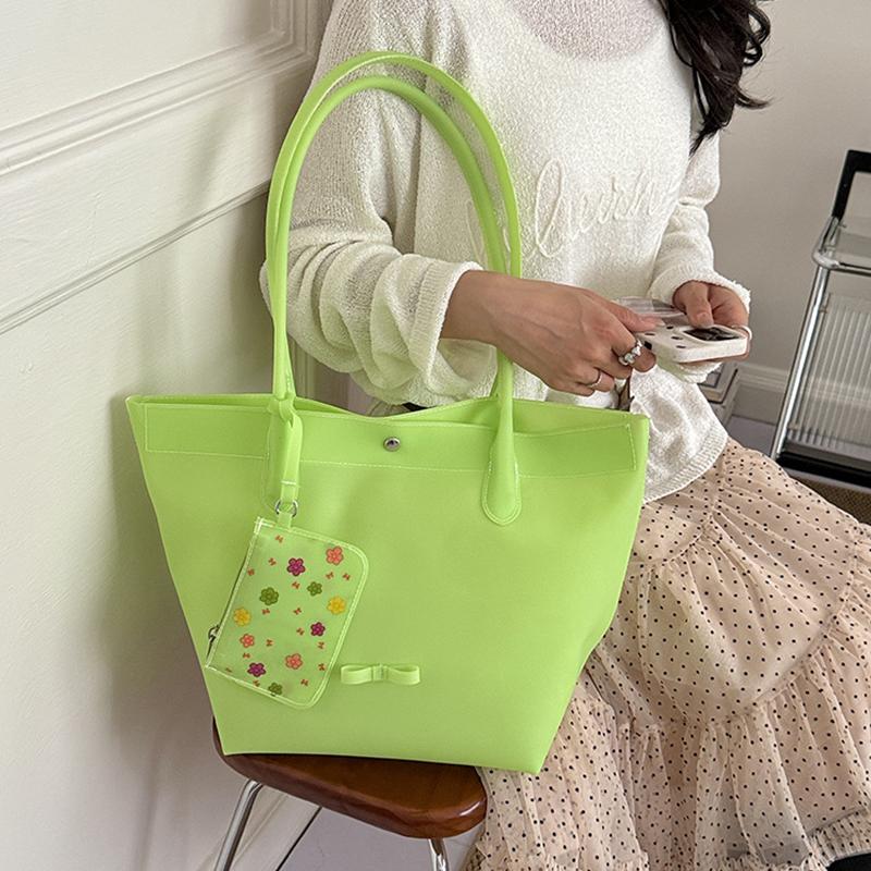 Jelly Color Pvc Clear Tote Bag Women Commute Shoulder Bag Large Capacity Waterproof Shopper Pouch Transparent Top Handle Handbag