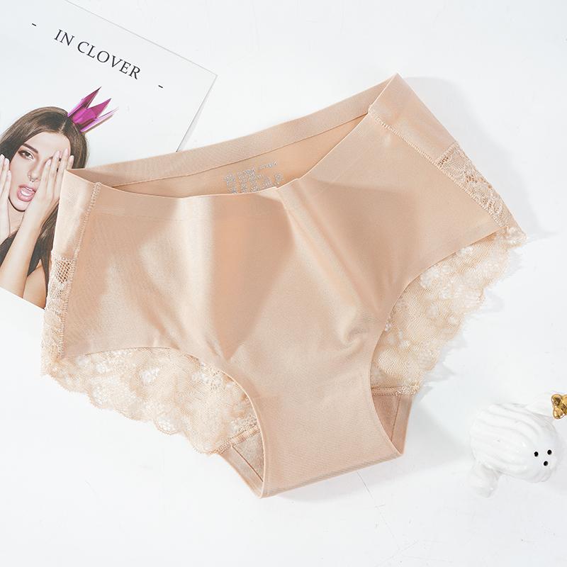 Dámské bezešvé bikini kalhotky ze hedvábí a krajky s květinovým vzorem