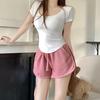 Summer 2025 Women's Sexy Slim Irregular Top & Pink Shorts Set