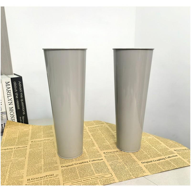Modern Minimalist Iron Flower Vase 40cm Tall Gray Tabletop Decor Living Room Office Wedding Centerpiece