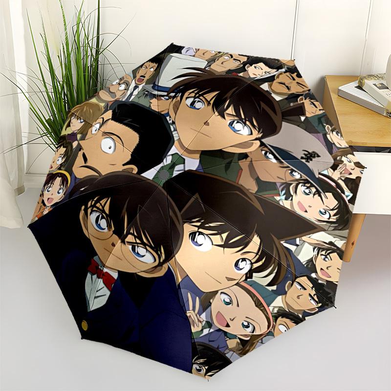 1PC Detective Conan Automatic Folding Umbrella, Automatic Folding Umbrella with 8 Ribs, Convenient for Outdoor Use 044