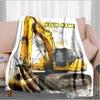 1PC Custom Name Excavator Art Card flannel blanket versatile,all-season throw suitable for the living room,bedroom,camping,travel,and gift