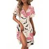 Women's Casual Fashion Dress Vintage Floral Floral Short Sleeve V-neck Dress