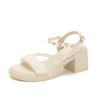 Sandals women's new summer platform with skirt thick heel one-word belt sandals high heels