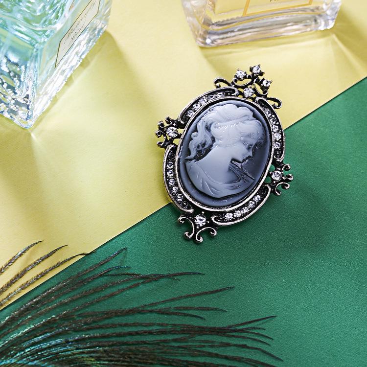 Broche de Moda Retrô Europeu e Americano para Retrato de Beleza