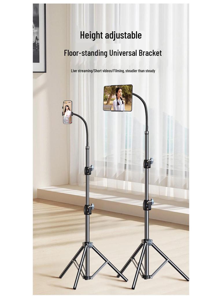Multi-Device Floor Stand: Adjustable Overhead Tripod for Tablets & Phones