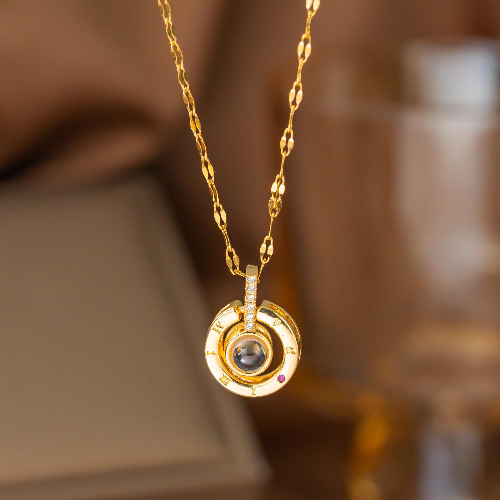 Moon Projection Titanium Necklace - 'I Love You' in 100 Languages