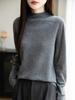 Suéter Feminino de Tricô de Lã com Gola Alta para Outono e Inverno