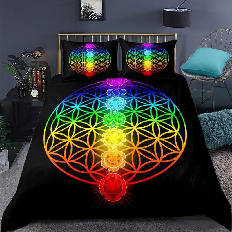 Comforter Flower Of Life Bohemia Mandala Mayan Calendar Comforter Abstract Sacred Geometry Theme Bedding Set S