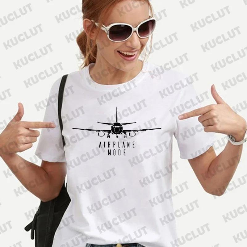 

Airplane Mode Shirt for Women Clothing Travel Traveler Tee Shirts Vacation Clothes Pilot Plane T-shirts Short Sleeve Tshirts S