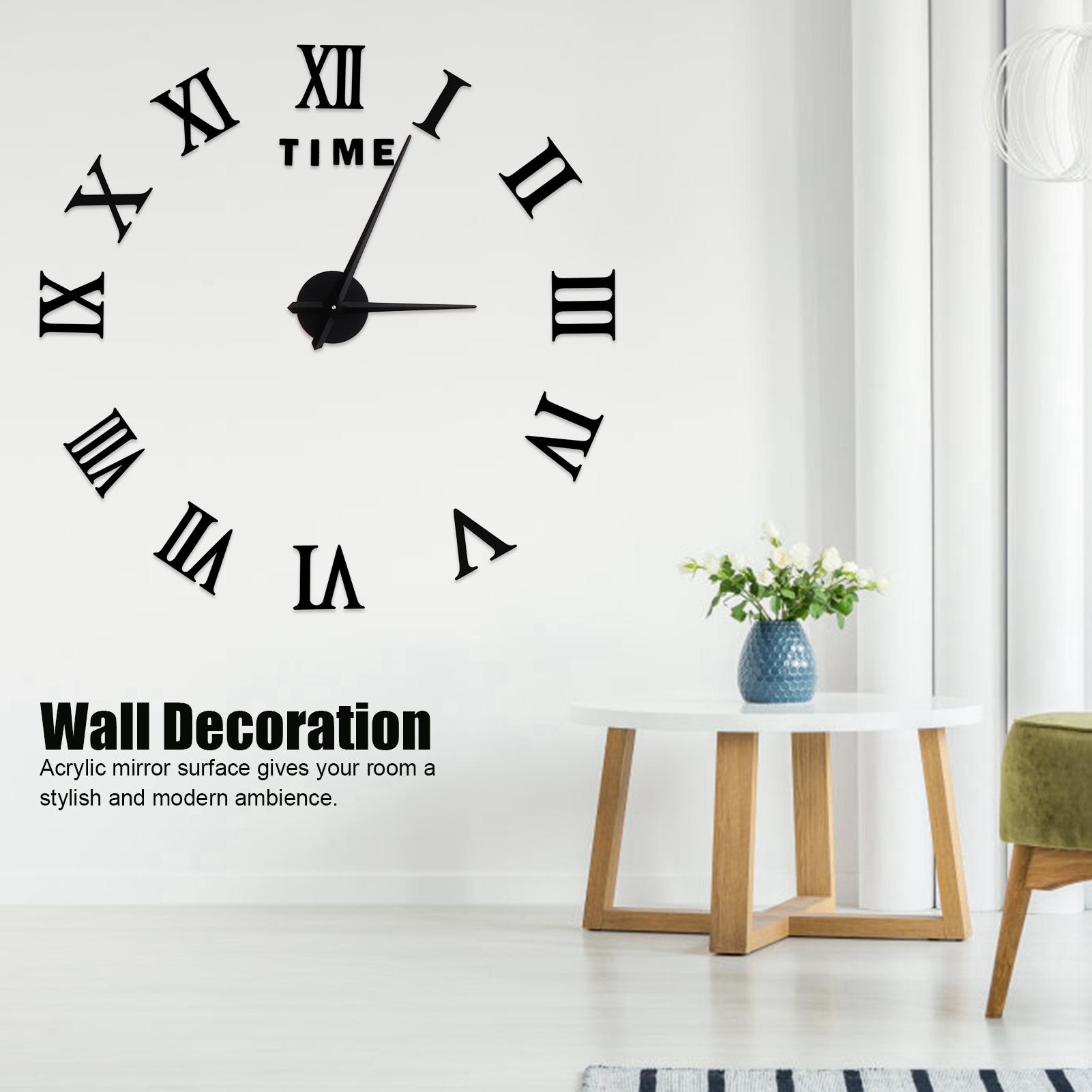 

Wall Clock Roman Numerals Frameless Mirror Wall Clock Home Living Room Decor