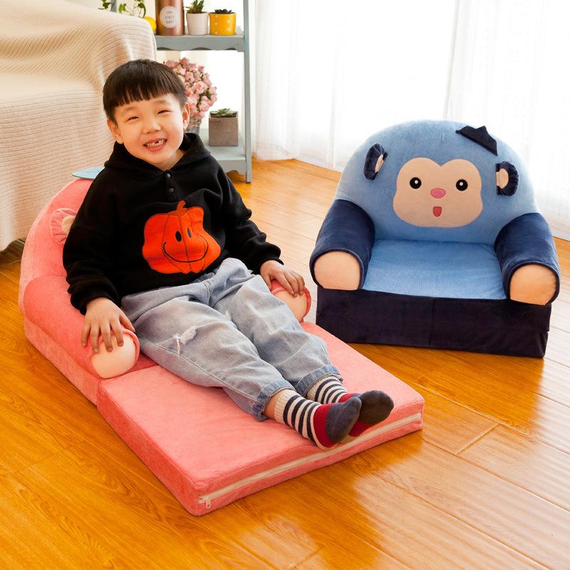 Składana mała sofa dla dzieci, dwuwarstwowa, pojedyncza, miękka, pogrubiona, do drzemki, tatami, oparcie i siedzisko w kształcie zwierząt