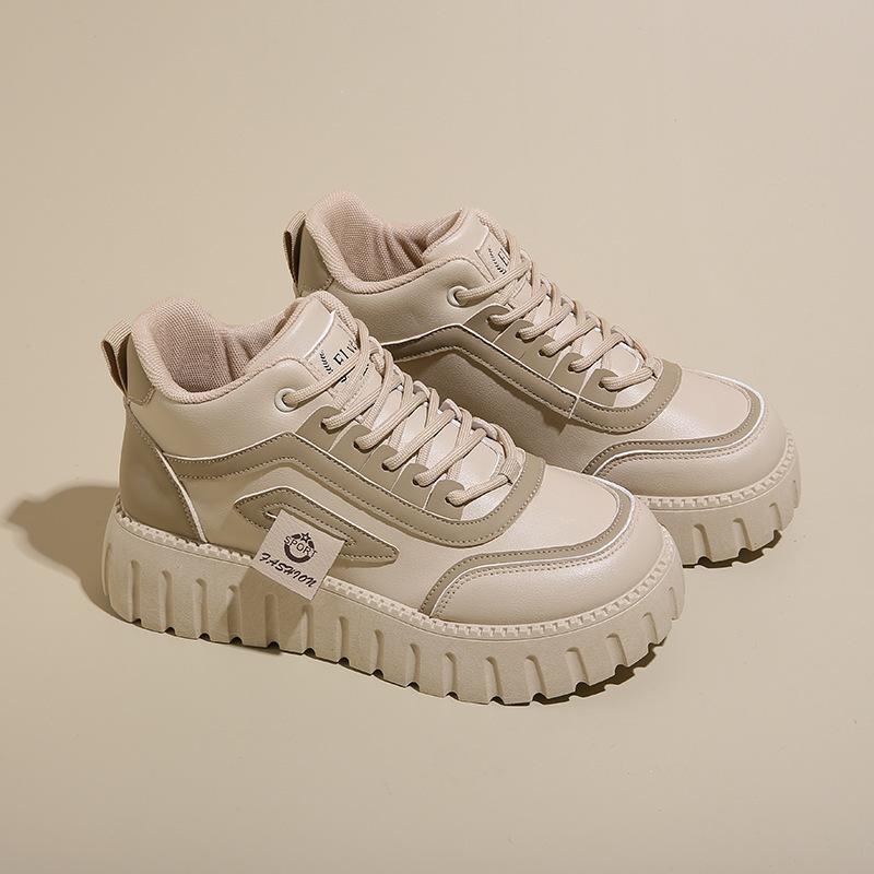2025 Spring Women's Shoes New Breathable High-top Little White Shoes Women's Korean Version Versatile Platform Sports and Leisure Board Shoes Trendy