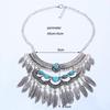 Vintage Statement Boho Necklace For Women Leaves Tassel Blue Black Red Beads Rhinestone Bohemian Necklace Party Jewelry Gift