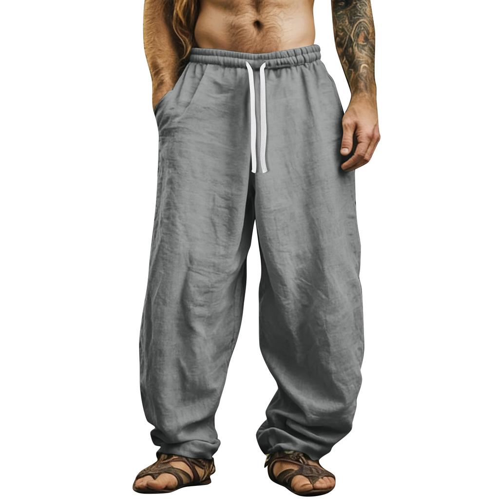 Men's Color Cotton Linen Trousers Men's Casual Fashionable Cotton Linen Trousers