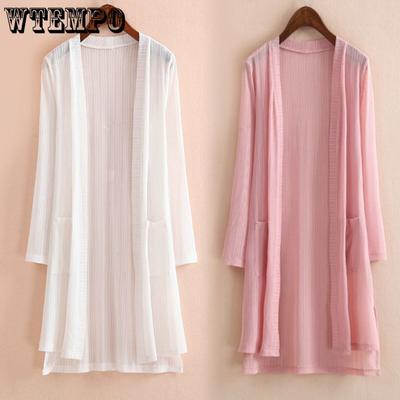 Summer Mesh Sun Protection Clothing for Women Lace Mid-length  Thin Stylish Long Sleeved Shawl