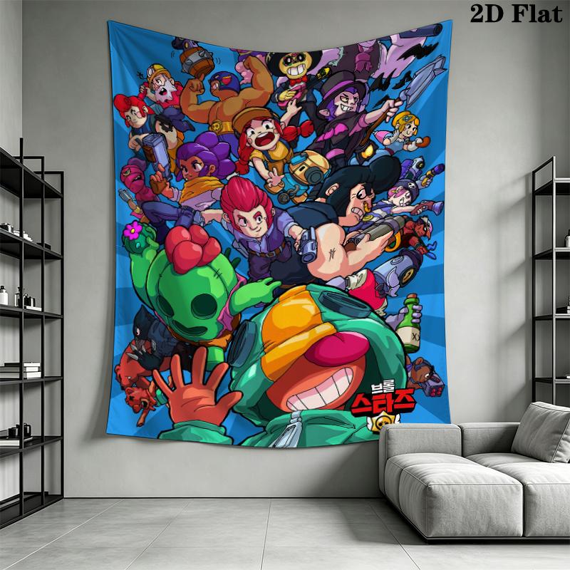 Brawl Stars Wall Tapestry Aesthetic Wall Hanging Printed Fabric Blanket Decorative Tapestries for Bedroom Living Room Home Decor