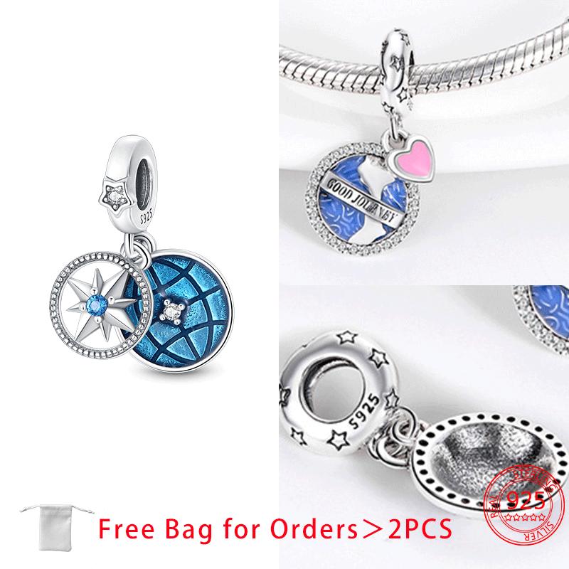 Moon Stars Planets Shining Zircon Beads Pendant Fit Women Diy Copper Charms Jewelry Original Bracelet Fine Delicate Gift