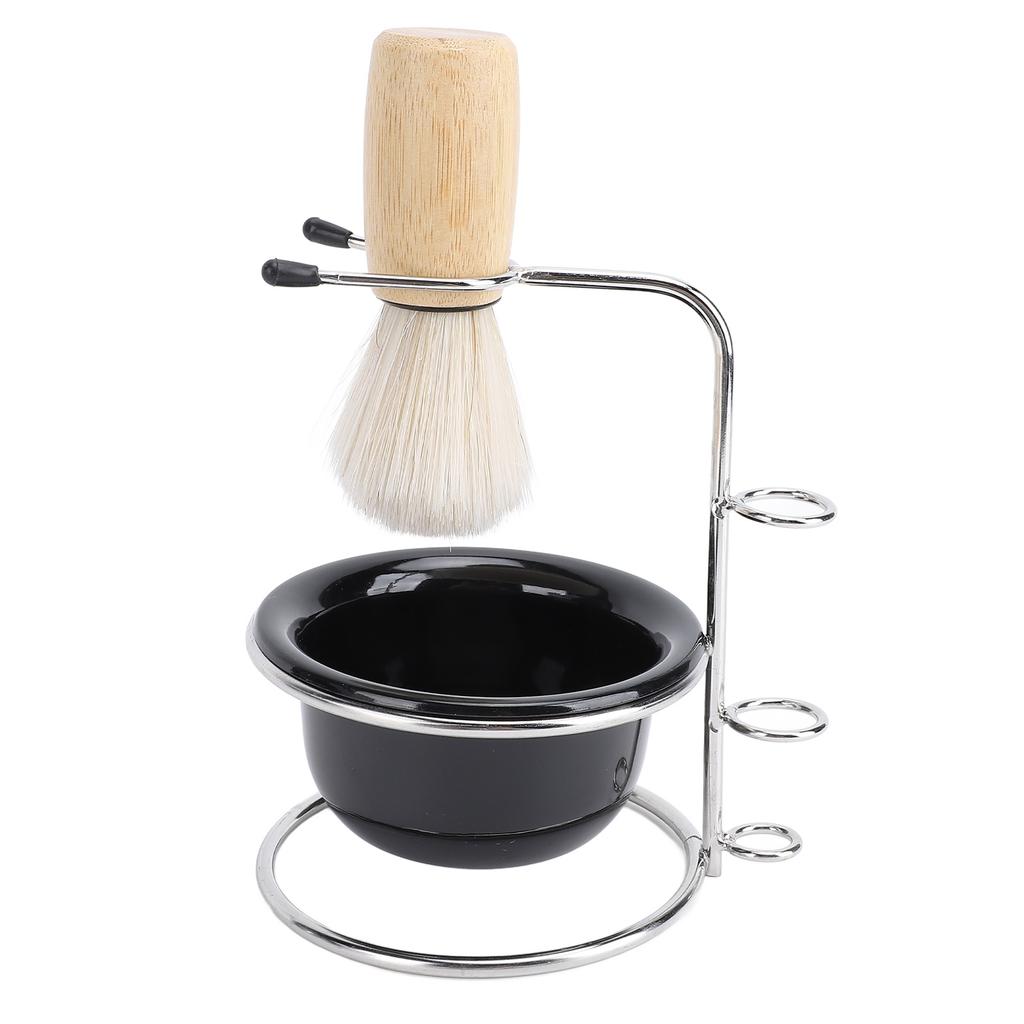 Shaving Brush Set Grooming Kit Synthetic Hair Stainless Steel Stand Shaving Brush Bowl Stand Set for Men