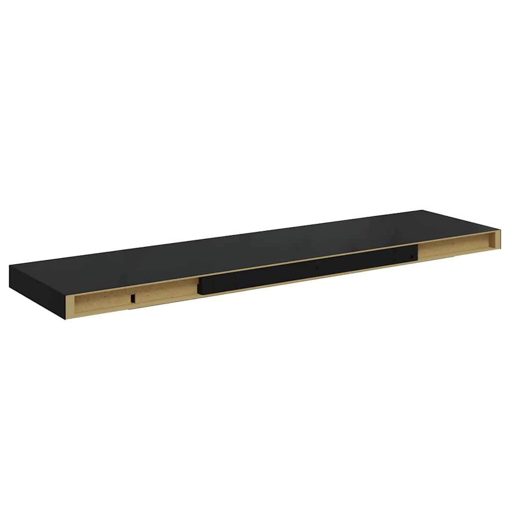Floating Shelves Set 4 pcs. High Gloss Black 90 x 23.5 x 3.8 cm MDF