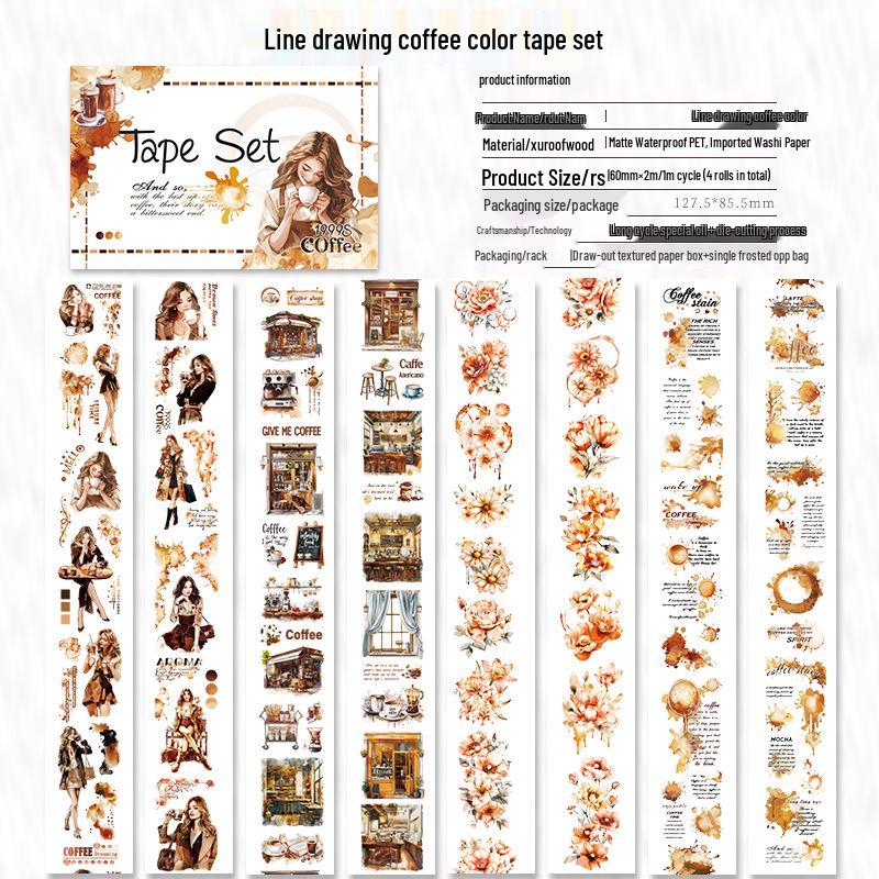 Cross-Border European & American Character Planner Stickers: Die-Cut PET Adhesive Tape Box