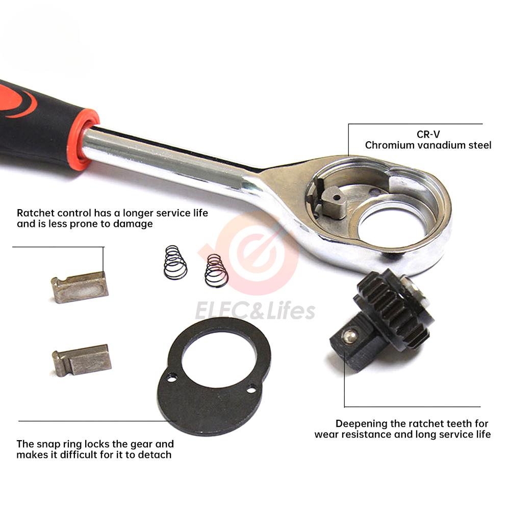 12-teiliges Steckschlüssel-Set mit 1/4 Zoll, 3/8 Zoll und 1/2 Zoll Verlängerungsstange, multifunktionaler Ratschenschlüsselsatz, Handwerkzeug-Set für Auto- und Motorradreparatur