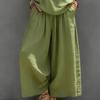 Women's Summer Sleeveless 2 Piece Outfit V Neck Top And Wide Leg Pants Set Casual Vacation Matching Lounge Set